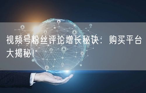 视频号粉丝评论增长秘诀：购买平台大揭秘！
