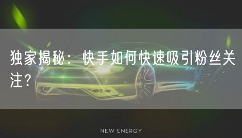 独家揭秘：快手如何快速吸引粉丝关注？